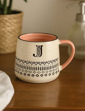 Tazza in gres con lettera - pesca