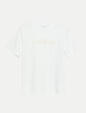 T-Shirt mit Schriftzug Weiß 38
