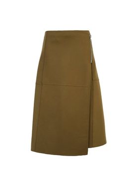Jupe zippée en laine mélangée