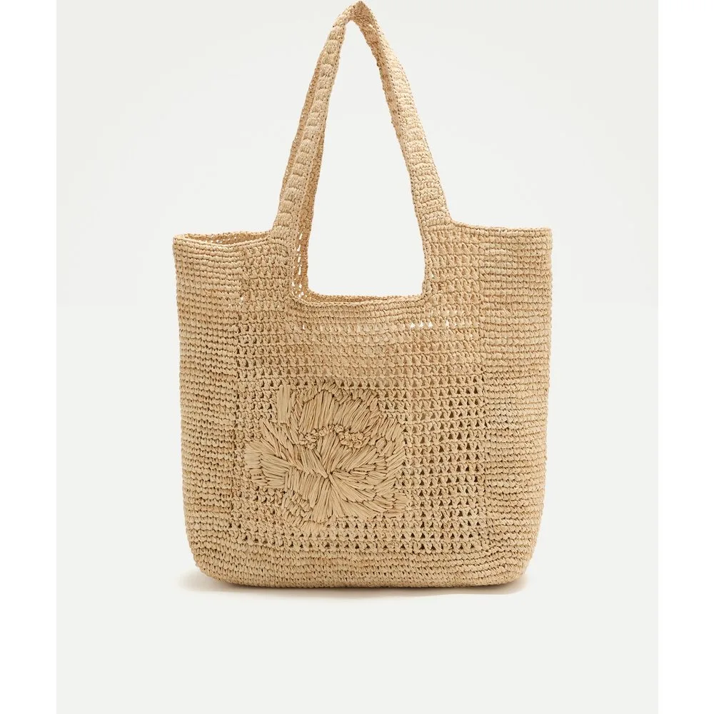 Bolso shopper de rafia con flor - Latouche - FashionsVida