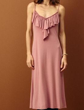 Vestito midi con spalline - rosa pastello