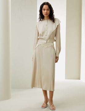 Camicetta Donna Elegante in Seta Double Joe con Doppio Carré XL
