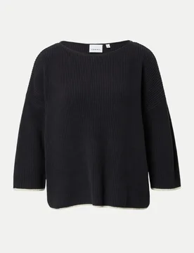 Boxy-Fit Strickpullover Schwarz 34 - Comma - FashionsVida