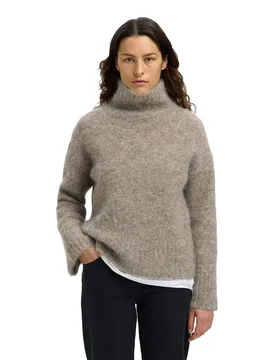 Maglione A Collo Alto Gabriella Steel Gray / Melange L - Selected - FashionsVida
