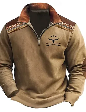 Men's Simple Design Zipper Sweatshirt 3D Vintage Print Casual Comfortable Long Sleeve Pullover Autumn Fashion Cool Style Clothes - Aliexpress - FashionsVida