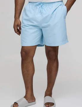 Men's Plus Mid Length BM Autograph Swim Short Light Blue Size 3X-Large Light Blue 3XL - boohooMAN - FashionsVida