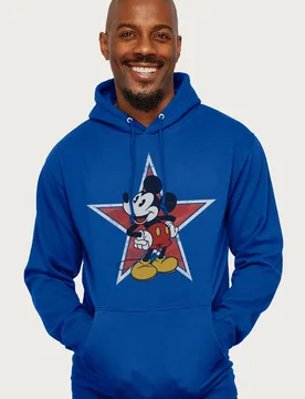 Unisex Distressed Mickey Mouse Star Hooded Sweatshirt in Royal Size: Small - Royal - Size: S - Disney - FashionsVida