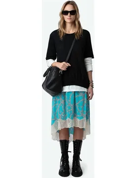 Zadig & Voltaire - Falda Joslin de seda con encaje - Zadig & Voltaire - FashionsVida