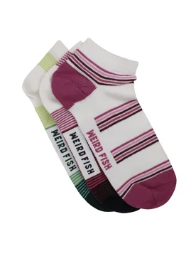 Weird Fish Loretta Trainer Socks 3 Pack Size 4-7 - women women accessories women accessories socks women all-womens - Dark Raspberry - FashionsVida