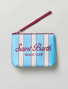 Pochette Aline in scuba a righe larghe azzurre e bianche con laccetto laterale - MC2 SAINT BARTH - FashionsVida