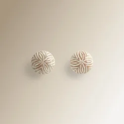 Set de 2 pomos de madera con flor Wood
