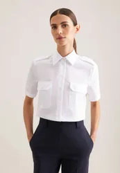 Slim Pilotenbluse Uni Weiß 48