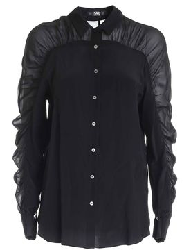 Camicia W/Gathering in seta nera