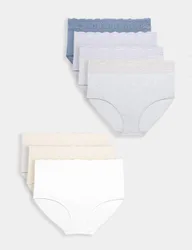 Pack Cotton Rich Lace Waist Full Briefs Light Cream female