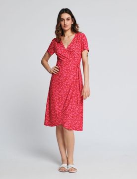 Vestito midi con allacciatura - fucsia