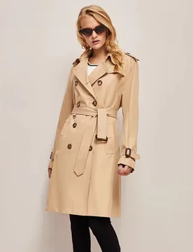 Women Autumn Medium Long Classic Double-breasted Waist Thin Trench Coat - Aliexpress - FashionsVida