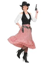Wildwest Damenkostüm Cowgirl weiss-schwarz-rot