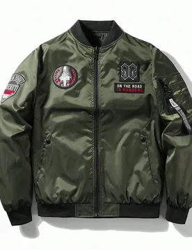 Chaqueta bomber reversible de manga larga con parche de letras y cremallera, para otoño - Shein - FashionsVida