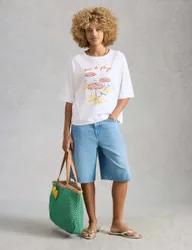 Pure Cotton Beach T-Shirt White Mix female