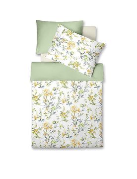 Satin Bettwäsche MODERN GARDEN 70x90cm / 140x200cm Botanical Green hellgrün baby