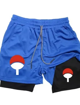 Pantalones cortos de doble capa de Naruto Anime para hombre, pantalones cortos deportivos con estampado para entrenamiento en e - Aliexpress - FashionsVida