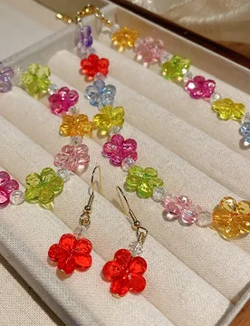 Set Summer Colored Acrylic Fashion Jewelry Set, Women's Floral Jewelry is a Holiday Gift Suitable for Daily Wear. Jewelry - Aliexpress - FashionsVida