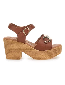 Sandali Marroni con Tacco A Blocco Alto 9 38 - PRIMA RIGA - FashionsVida