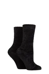 Women's 2 Pair Chenille Boot Socks Black 4-8 - Black - Size: Small