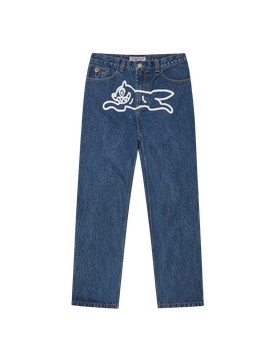 Running Dog Double Scoop Denim Pants - Mid Wash