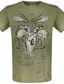 T-Shirt - Wile E. Coyote - Inner Thoughts - S bis 4XL - Größe M - khaki - EMP exklusives Merchandise! - Unisex - unisex - Looney Tunes - FashionsVida