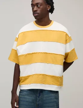 Herren Übergroßes Kastenförmiges Used-Look Kurzarm-Oberteil Orange Größe XL - boohooMAN - FashionsVida