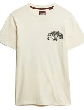 Maglietta A Maniche Corte Biker Rock Relaxed Fit Cream 2XL - Superdry - FashionsVida
