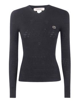 Maglione A Coste Con Scollo A V