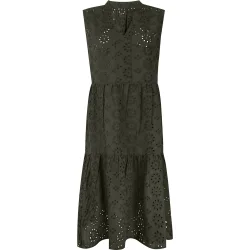 Vestido de playa corto calado con cuello mao
