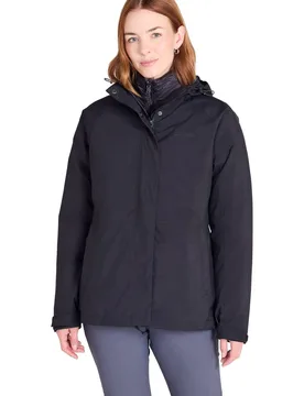 Women's 'Alaskan' 3 in 1 Short Jacket Waterproof Lightweight Padded Hood Coat in Jet Black Size: 14 - Jet Black - Size: 14 - Mountain Warehouse - FashionsVida