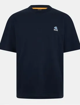 Mens Crew Neck Short Sleeve Regular Fit T-Shirt In Dark Blue - Size Small - BOSS - FashionsVida
