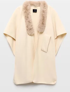 Capa chal con Cuello de pelo sintetico - Latouche - FashionsVida