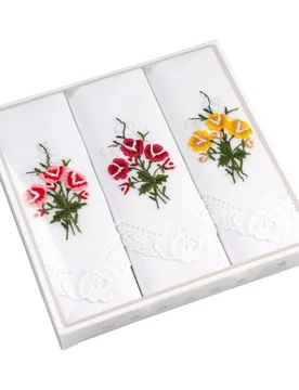 Spitzen-Taschentücher „Blumen“, 3 Stück mehrfarbig - Stuco - FashionsVida