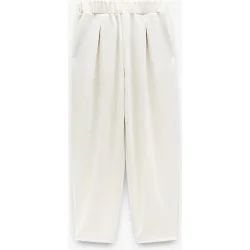 Pantalones rectos de mujer con cintura elástica en liso