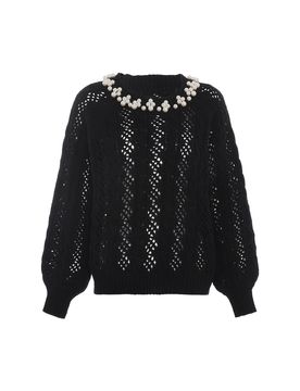 Faina Jersey negro / blanco perla