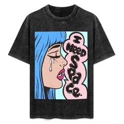 I Need Space. Crying Comic Girl T-Shirt Lightweight Basic Short Sleeve Shirt