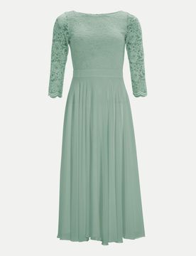 Kleid aus Spitze und Chiffo Grün 36