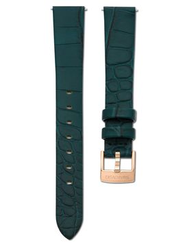 Cinturino per orologio, Larghezza: 14 mm (0.55"), Pelle, Verde, Finitura in tono oro rosa 16 cm