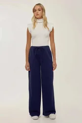 Womens High Waist Wide Leg Sweatpants - Blue - Size Small