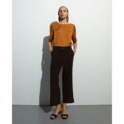 Pantalones anchos de mujer punto liso