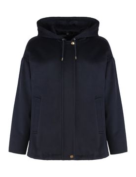 Wool Blend Quilted-Lining Zip Sweater Jacket with Pockets