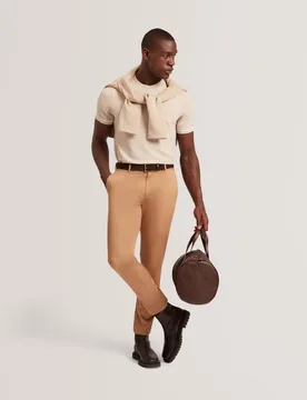 Regular Fit Howeton Stretch Chinos Tan male - Ted baker - FashionsVida