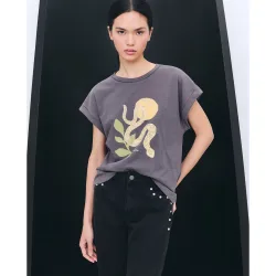 Camiseta de mujer de manga corta y cuello caja