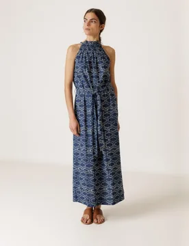 Indi & Cold - Vestido cuello halter y cinturón - Indi & Cold - FashionsVida
