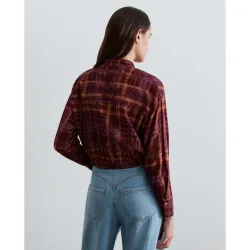 Camisa de mujer de manga larga y estampado de cuadros